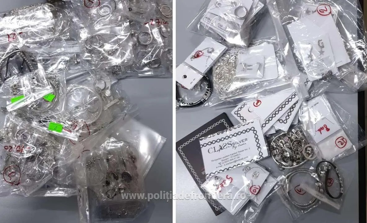 Aproape un kilogram și jumătate de bijuterii din argint, descoperite la Giurgiu