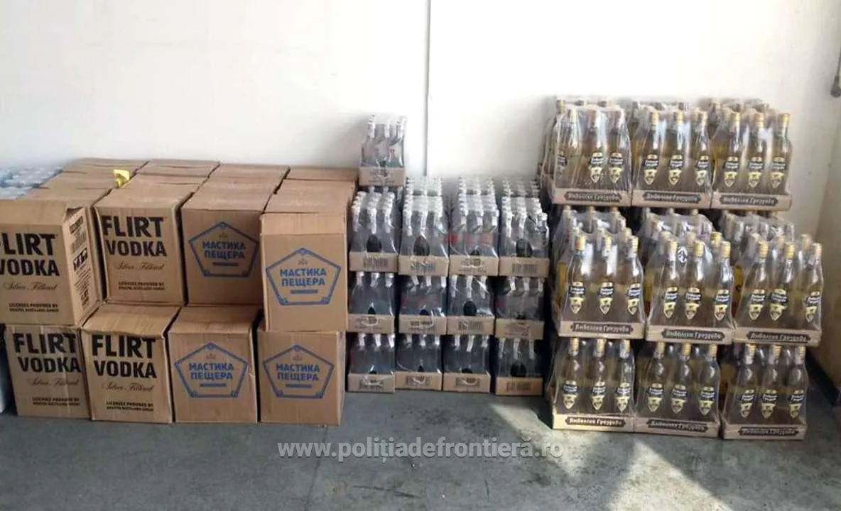 Peste 2.700 de sticle cu alcool descoperite la Punctul de Trecere a Frontierei Giurgiu
