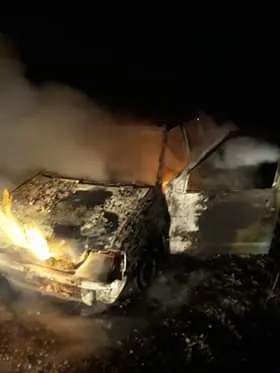 Un autoturism a explodat pe un drum din județul Giurgiu