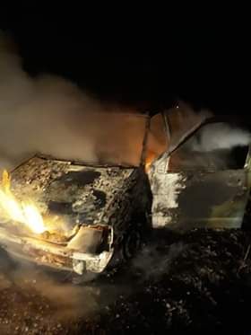 Un autoturism a explodat pe un drum din județul Giurgiu