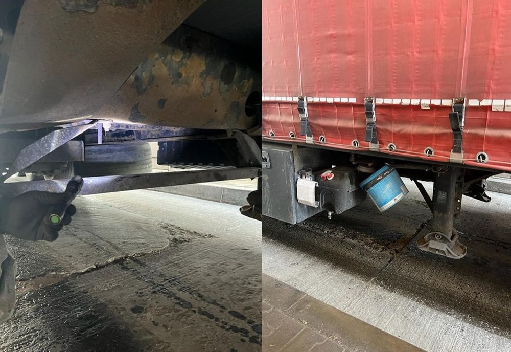 Cetățean palestinian ascuns pe osia semiremorcii unui autocamion