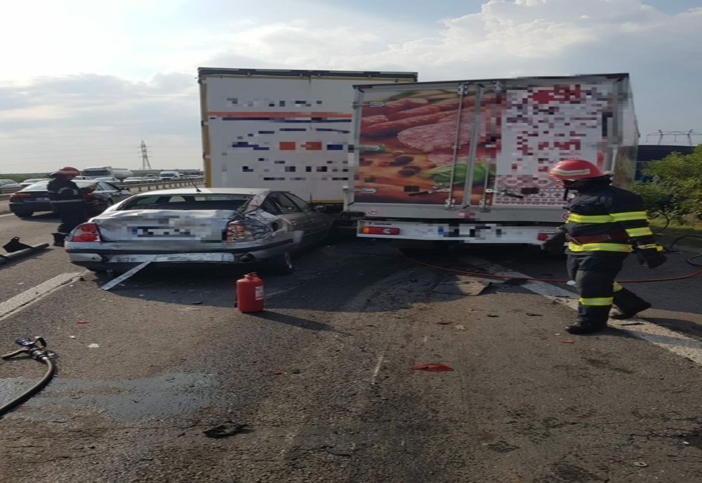 Intervenție a salvatorilor de la Detaşamentul Bolintin Deal la un accident rutier produs pe A1