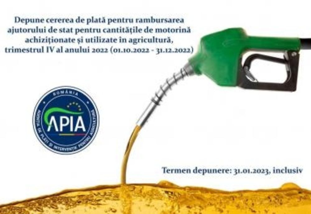 APIA primeşte cererile de plată pentru rambursarea ajutorului de stat pentru motorină