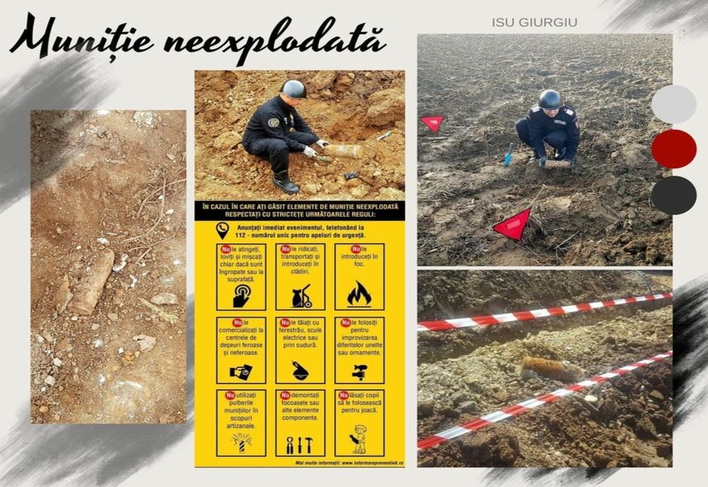 Proiectil exploziv găsit în curte de un giurgiuvean, în timp cu săpa terenul din gospodărie