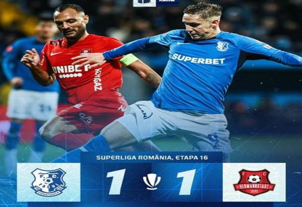 Farul a fost egalată in extremis de FC Hermannstadt (1-1), în Superligă