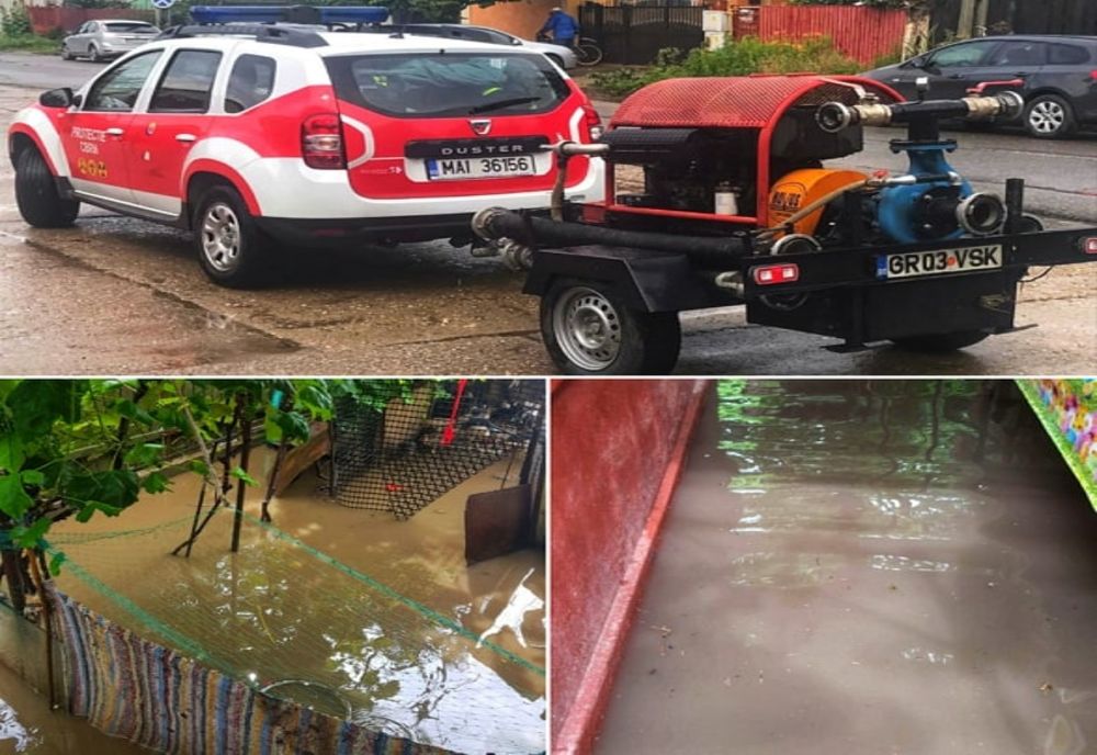 Zeci de curți inundate în Crevedia Mare și Giurgiu din cauza ploilor torențiale