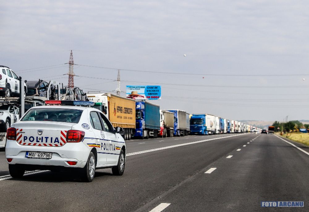 Trafic îngreunat pe drumul care duce la Punctul de Trecere a Frontierei Giurgiu – Ruse 