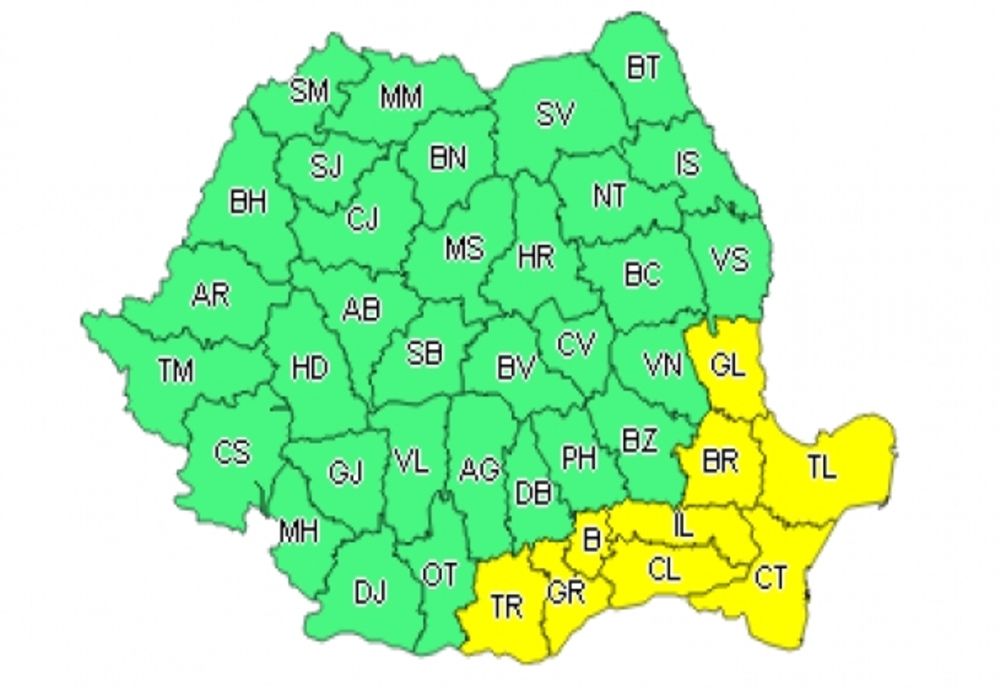 Atenție! Cod galben de vânt puternic și ninsoare în Giurgiu și Ilfov