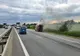 Microbuz în flăcări pe Autostrada A1 București-Pitești, la kilometrul 28