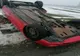 Mașină răsturnată pe DJ 601. Șoferul și pasagera s-au autoevacuat