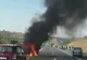 Giurgiu. Maşină în flăcări pe Autostrada A1 Bucureşti- Piteşti